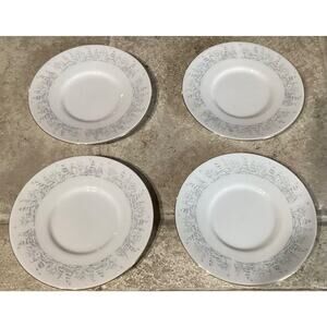 Set Of 4 ~ Lynn's China Pines 6.25" Coffee/Tea Saucer Plates Pines Christmas